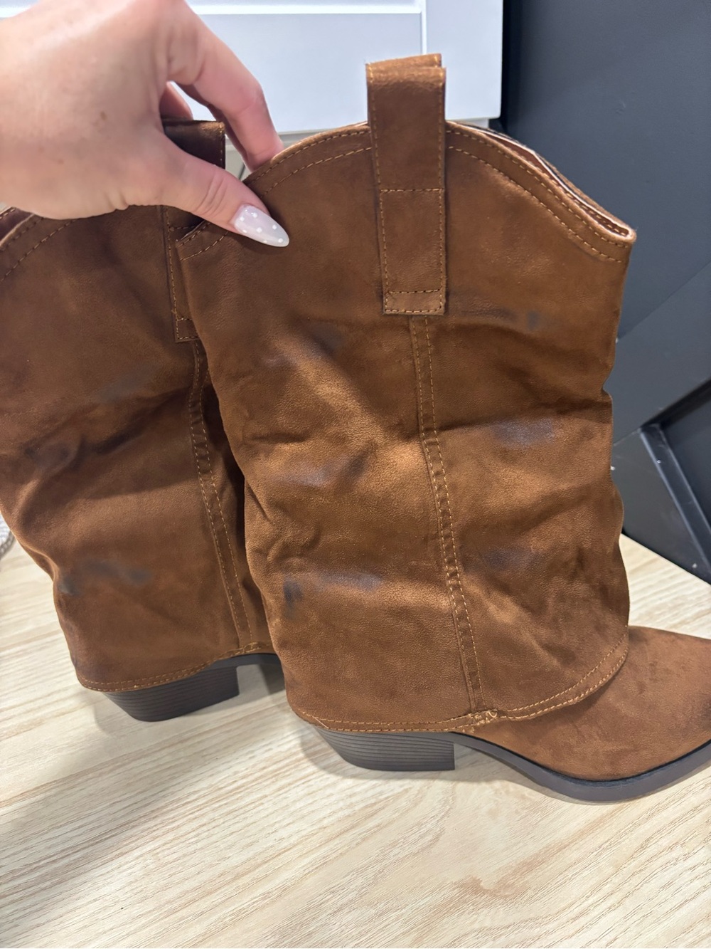 Women’s Tan Suede Western Ankle Boots